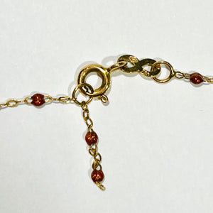 Collier Ras du Cou Or Jaune 18K avec Perles Résine Cuivre