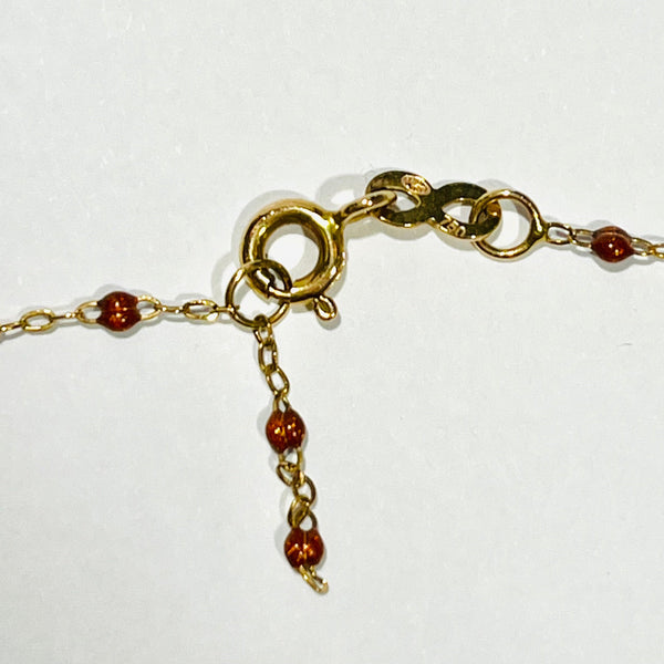 Collier Ras du Cou Or Jaune 18K avec Perles Résine Cuivre