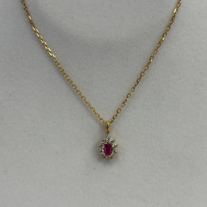 Pendentif marguerite en or jaune 18 carats avec pierres naturelles