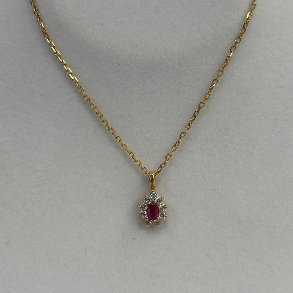 Pendentif marguerite en or jaune 18 carats avec pierres naturelles
