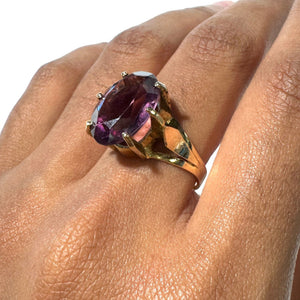 Bague en Or Jaune 18 Carats avec Améthyste - Taille 56
