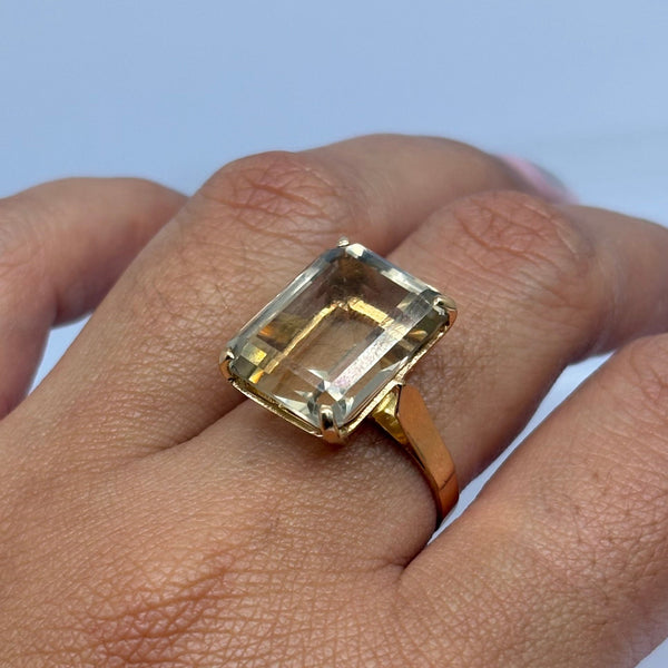 Bague en Or Jaune 18k Citrine - Taille 55