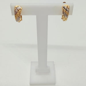 Boucles d'oreilles Dormeuse en Or Jaune et Blanc 18 K
