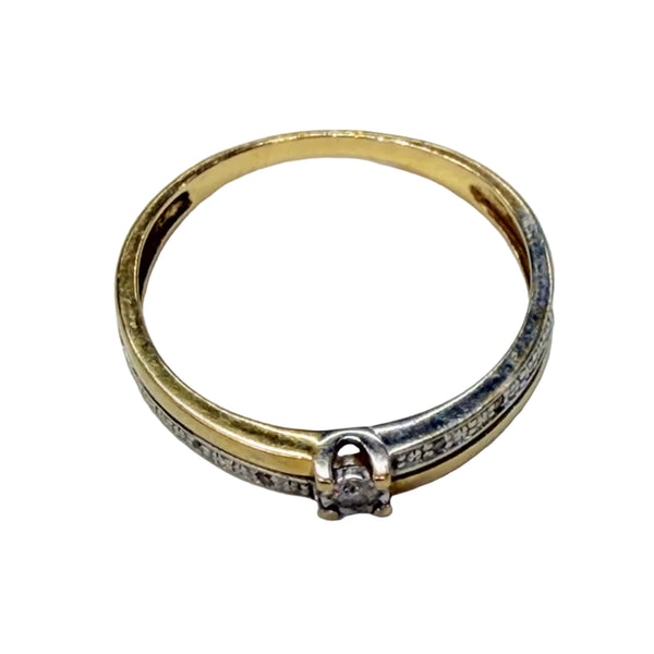 Bague en or Jaune et Blanc  18k avec diamants Taille 55