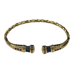 Bracelet Jonc Torsadé avec Saphirs en Or Jaune 18k