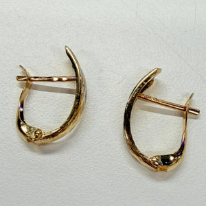 Boucles d'oreilles Dormeuse en Or Jaune et Blanc 18 K