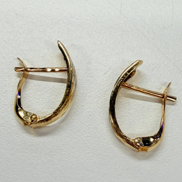 Boucles d'oreilles Dormeuse en Or Jaune et Blanc 18 K