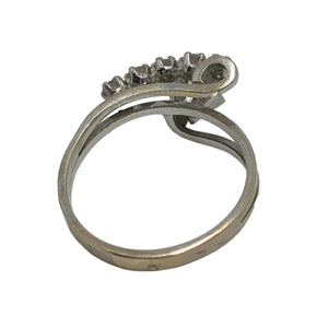 Bague Ancienne en Or Gris 18k avec Topazes - Taille 51