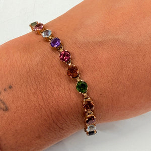 Bracelet en Or Jaune 18K avec Pierres de Couleurs