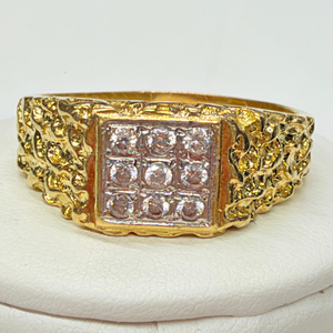 Chevalière en Or Jaune 18k avec Zirconium - Taille 68