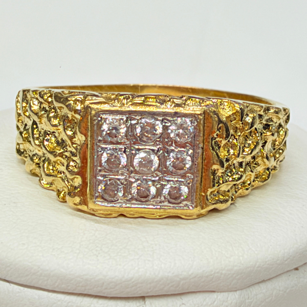 Chevalière en Or Jaune 18k avec Zirconium - Taille 68