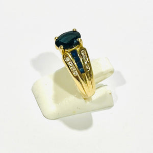 Bague avec Diamants et Saphir en Or Jaune 18 Carats