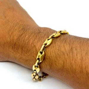 Bracelet Gourmette en Or Jaune 18K Grain de Café