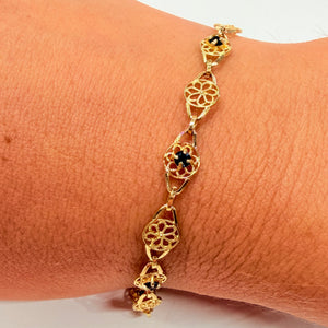 Bracelet Filigrane en Or Jaune 18k avec Saphir