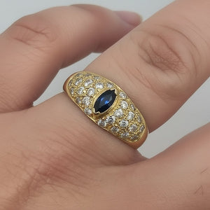Bagues en or jaune saphir et zirconium Taille : 55