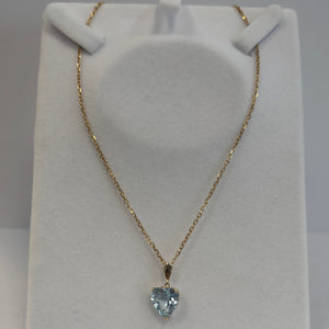 Pendentif Or Jaune Cœur Bleu Naturel 18 Carats