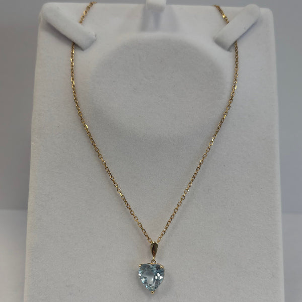 Pendentif Or Jaune Cœur Bleu Naturel 18 Carats