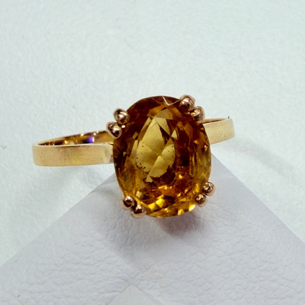 Bague en or jaune 18k avec citrine Taille 56
