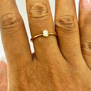 Bague Solitaire en Or Jaune avec Diamant 18K Taille : 54