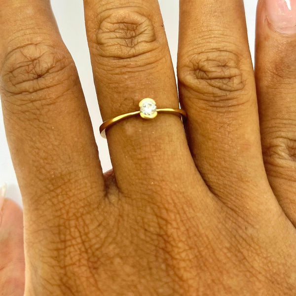 Bague Solitaire en Or Jaune avec Diamant 18K Taille : 54
