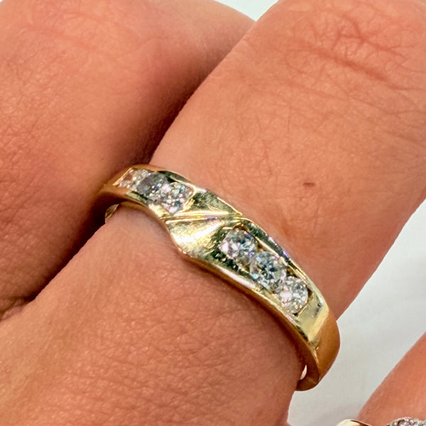Bague Or Jaune 18K avec Diamants - Taille 58