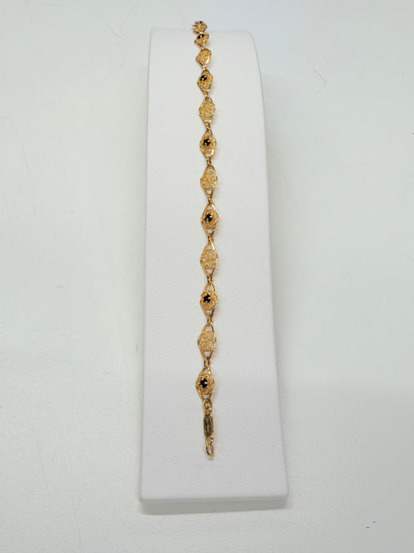 Bracelet Filigrane en Or Jaune 18k avec Saphir
