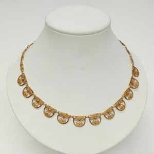 Collier Ras du Cou en Or Jaune avec Maille Filigrane 18K