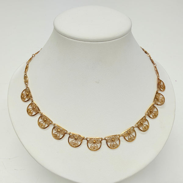 Collier Ras du Cou en Or Jaune avec Maille Filigrane 18K
