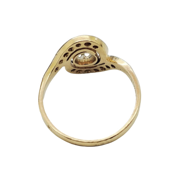 Bague en Or Jaune & Or Blanc avec Diamants 18K Taille : 55