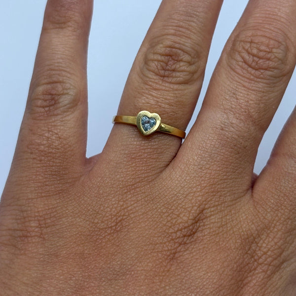 Bague en Or Jaune avec Aigue-Marine 18K Taille 53