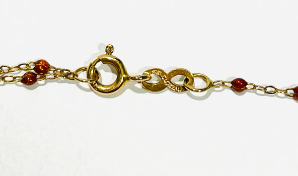 Collier Ras du Cou Or Jaune 18K avec Perles Résine Cuivre