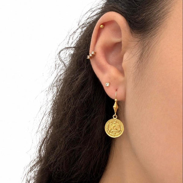 Boucles d'oreilles pendantes en or jaune 18k
