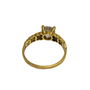 Bague Solitaire en Or Jaune avec Zirconium 18K Taille 51