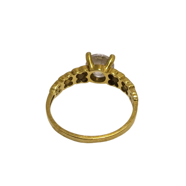 Bague Solitaire en Or Jaune avec Zirconium 18K Taille 51
