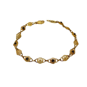 Bracelet Filigrane en Or Jaune 18k avec Saphir