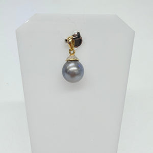 Pendentif avec Perle de Tahiti en Or Jaune & Or Blanc 18k