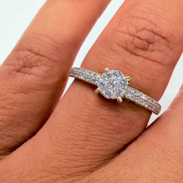Bague Or Jaune 18 Carats avec Diamants - Taille 54