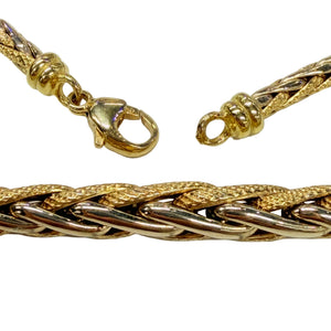Collier Ras du Cou Maille Palmier en Or Jaune et Or Blanc 18k