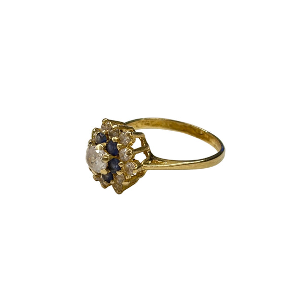 Bague Chou en Or Jaune 18k avec Saphirs et Zirconiums - Taille 54