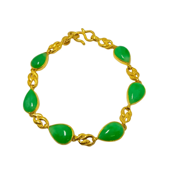 Bracelet Artisanale en Or Jaune 24K  avec Jade