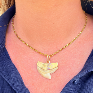 Pendentif Dent de Requin en Or Jaune 18K Gravé Tahiti