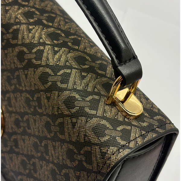 Sac à Main Michael Kors Delancey Satchel Noir Doré