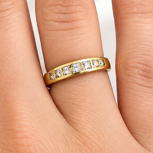 Bague Demi Tour Or Jaune 18K Zirconium - Taille 54