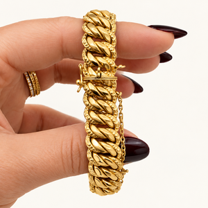 Bracelet Maillon Or Jaune 18 Carats Figaro Gourmette