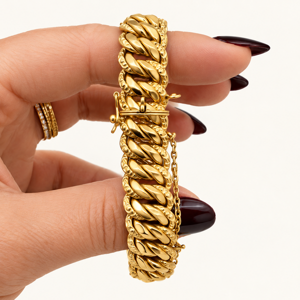Bracelet Maillon Or Jaune 18 Carats Figaro Gourmette