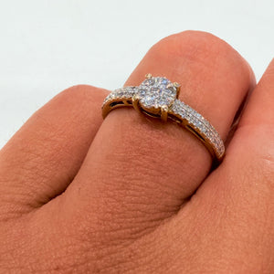 Bague Or Jaune 18 Carats avec Diamants - Taille 54