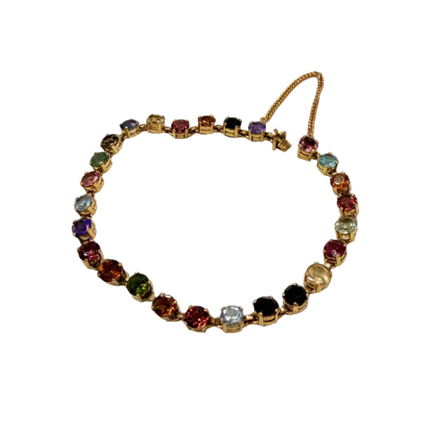 Bracelet en Or Jaune 18K avec Pierres de Couleurs