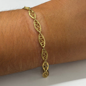 Bracelet Maillon Filigrane en Or Jaune 18k