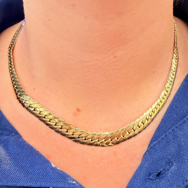 Collier Ras du Cou Maille Anglaise Or Jaune 18 Carats