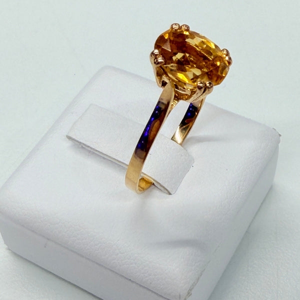 Bague en or jaune 18k avec citrine Taille 56